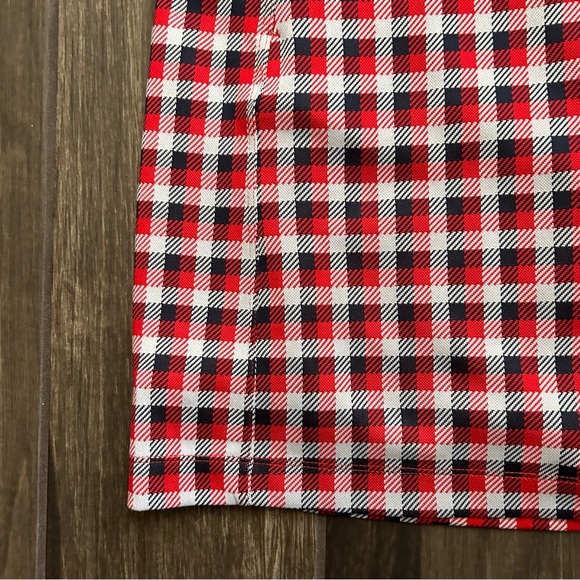 Tory Burch Performance Jacquard Mini Skort Skirt in Red Perfect Check Sz M - Picture 5 of 9